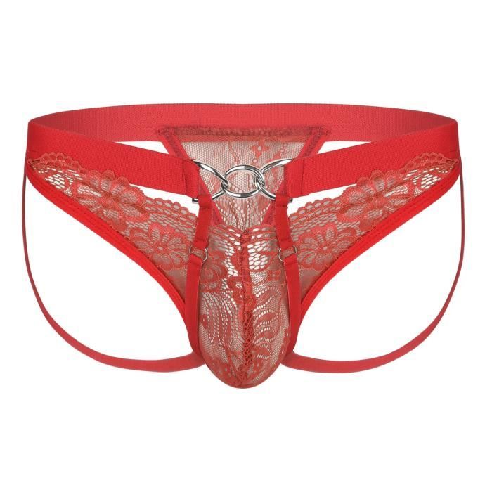 Iixpin Sissy String Homme Sexy Dentelle Jockstrap Gay Slip Transparent