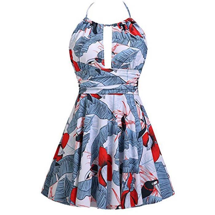 Maillot de bain une pièce bikini sexy femme imprimé robe de bain jupe maillot de bain