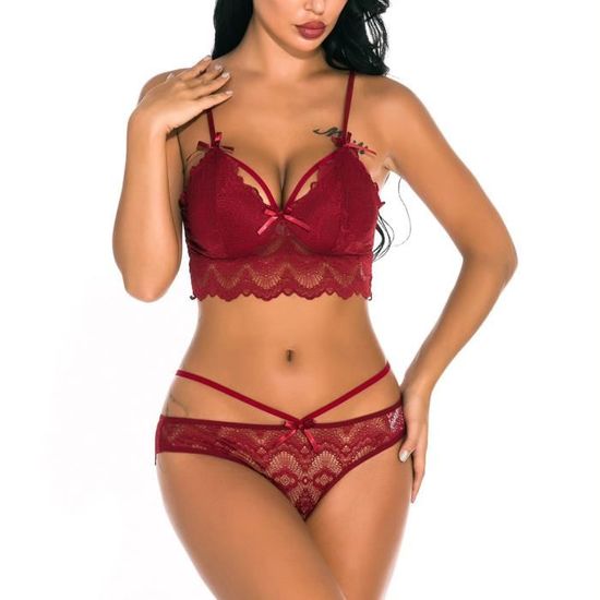 Femmes Sexy dentelle vêtements de nuit Lingerie tentation soutien gorge
