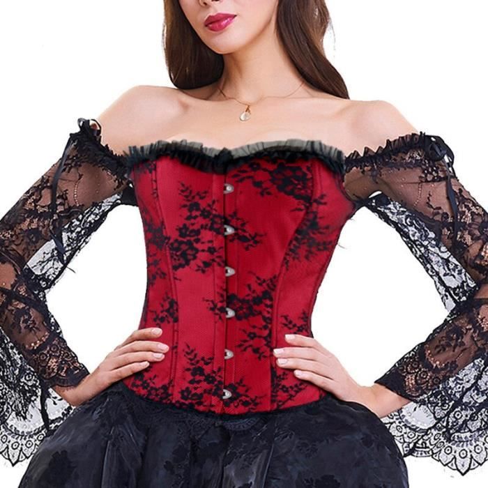 Bustier Femme Lingerie Gothique Sexy En Dentelle Corset Manches