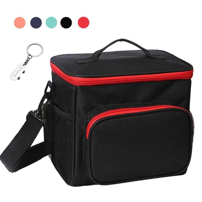 Sac Isotherme Repas, Isotherme Grande Capacité Lunch Bag pour Déjeuner, école, Bureau, Pique-Nique 10L (Noir).