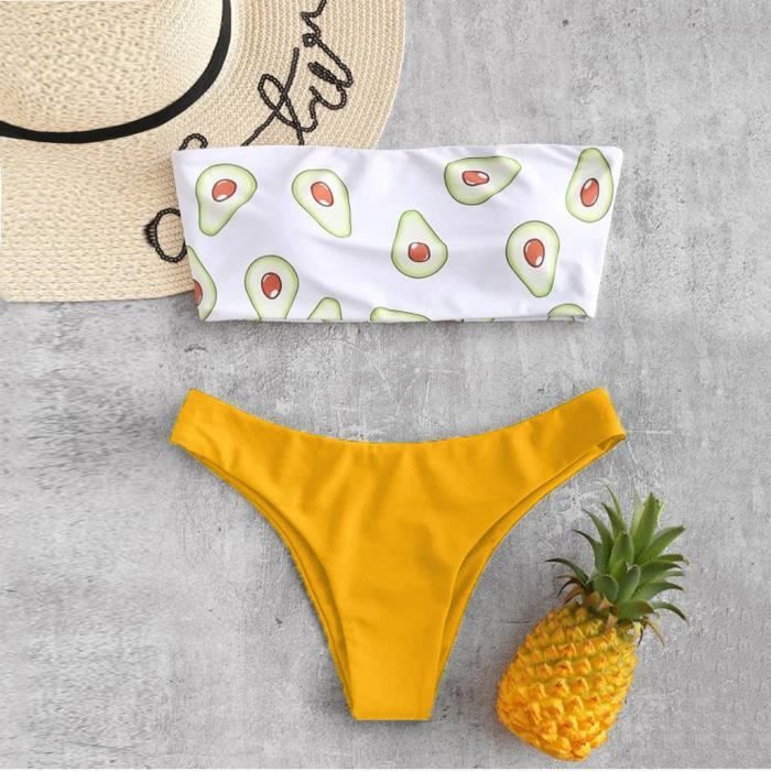 Femmes Imprimer Tube Up Deux Pi Ces Bikini Maillot De Bain Push Up