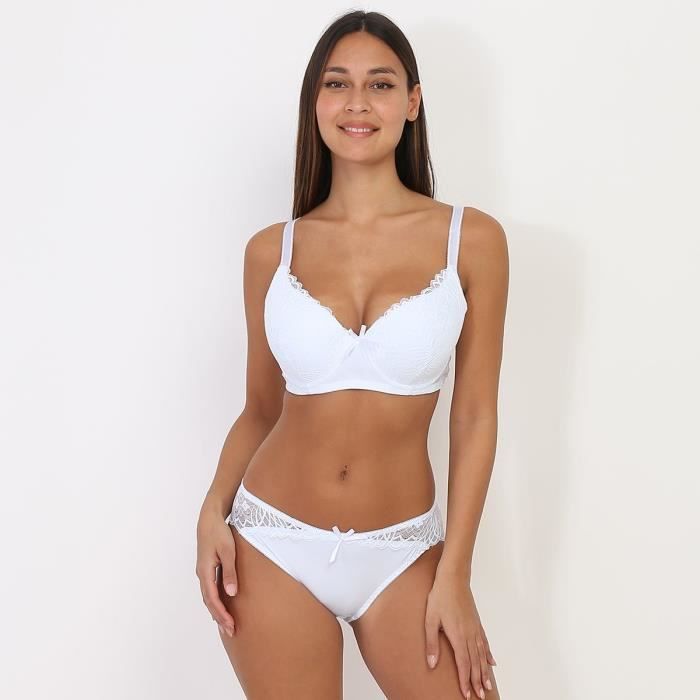 Ensemble Lingerie Blanc Avec Soutien Gorge Ampliforme Blanc Cdiscount Pr T Porter