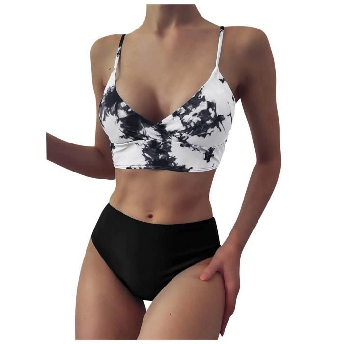 Imprimé Bandeau Bandage Bikini Ensemble Push Up Beachwear Maillot de