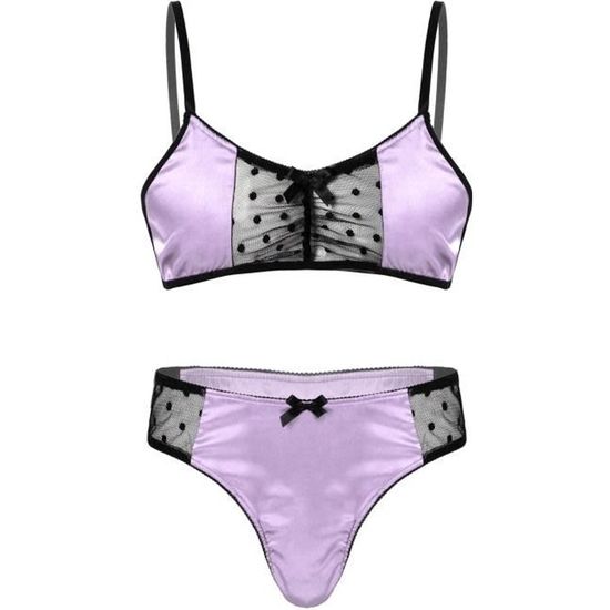 Iixpin Ensemble Lingerie Sissy Homme Sexy Dentelle Satin Sous V Tement