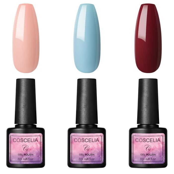 COSCELIA Vernis Semi Permanent Nude Bleu Rouge pcs Vernis à ongles Gel Couleur Ongle UV Soak