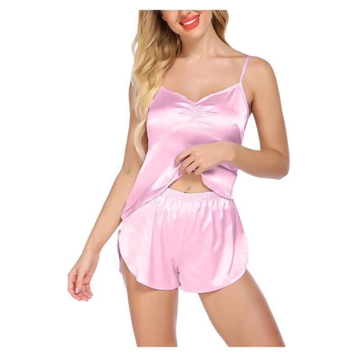 Femmes Sexy Lingerie Vêtements de nuit Satin Soie Babydoll Lace Up