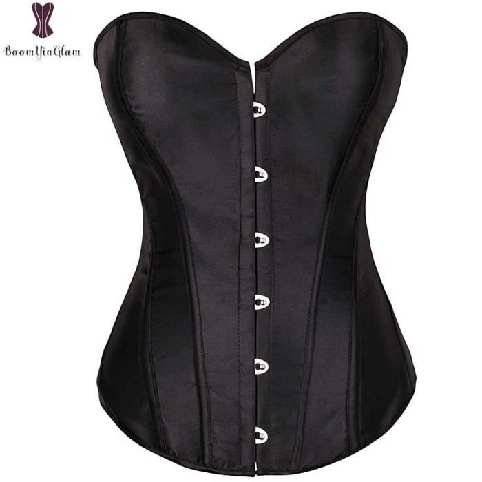 Bustier Femme Corset En Satin Avec Fermeture Boucle Sur Le Devant Lingerie Gothique Bustier