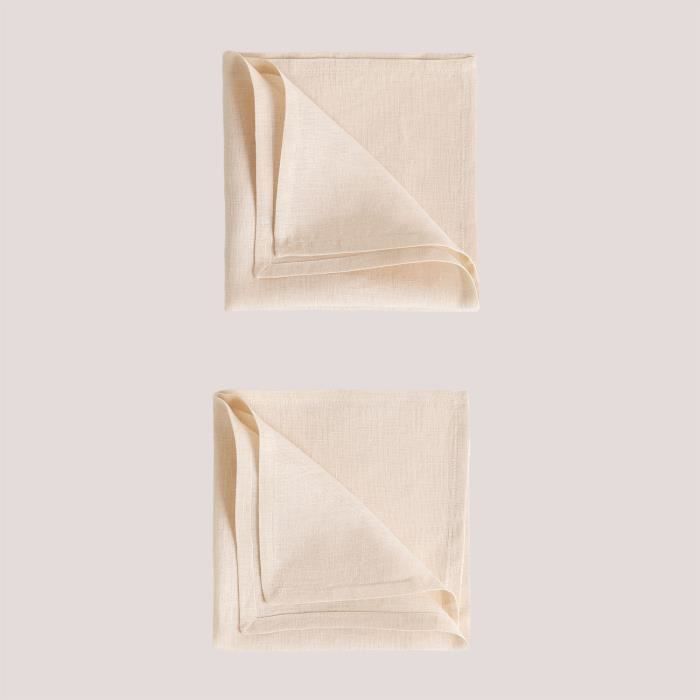 Sklum Set De Serviettes En Lin Zendan Beige Nude Cdiscount Maison