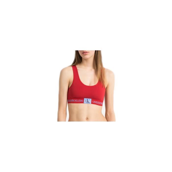 Brassière Calvin Klein rouge et bleu pour femme - Couleur: Rouge - Taille: L