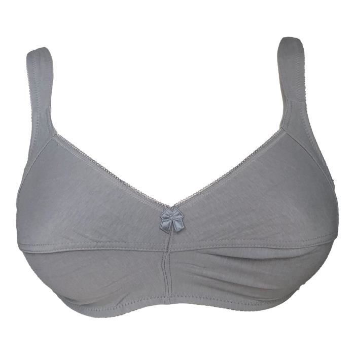 Soutien gorge coton gris sans armatures F lingerie femme grande taille Gris Cdiscount Prêt