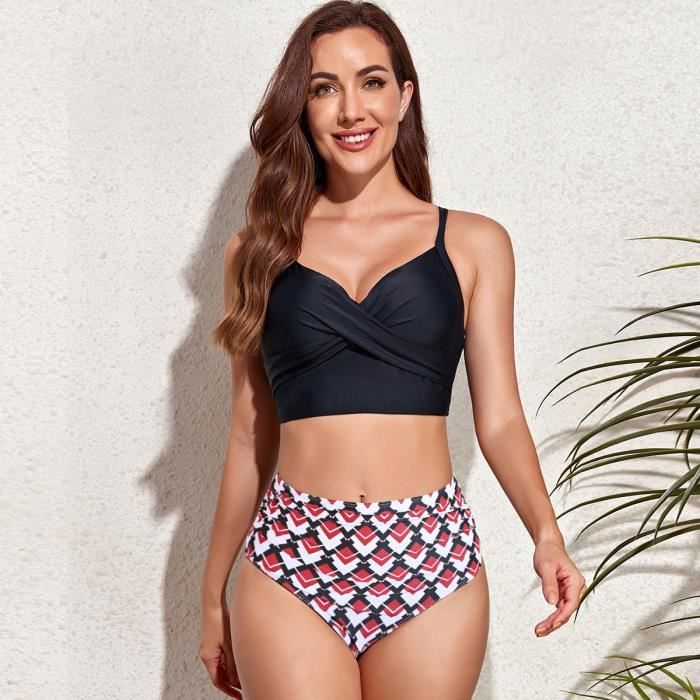 Maillot de Bain pièces Femme Bikini Push Up Sling réglable Chris Cross Bandage Bikini de Plage