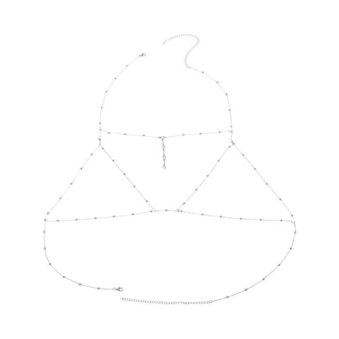 Dames Corps Cha Ne D Coration Bikini Taille Strass Cuivre Perle Cha Ne Du Sein Cha Ne Collier