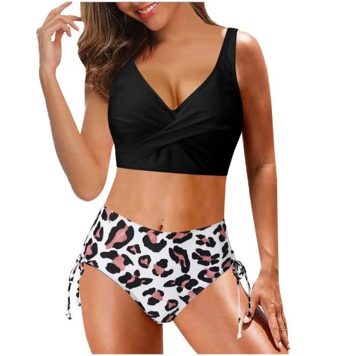 Sexy femmes imprimer dos nu Bikini Bandage deux pièces maillots de bain