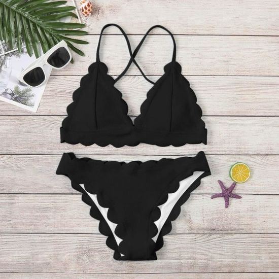 Mode Femmes Solide Bikini Bord De Mer Plage Split Body Maillot Bain