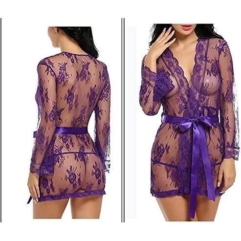 Femmes V Tements De Nuit Sexy Lingerie Dentelle Mis En Maille Nuisette