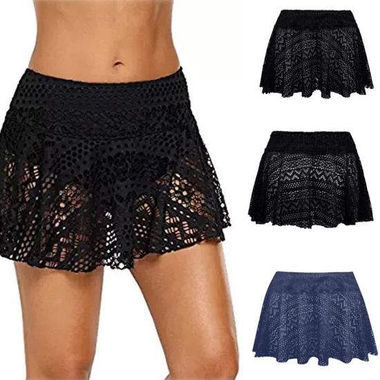 Femmesntelle Crochet Bikini Bottom Jupette Jupe Courte Jupe Noir