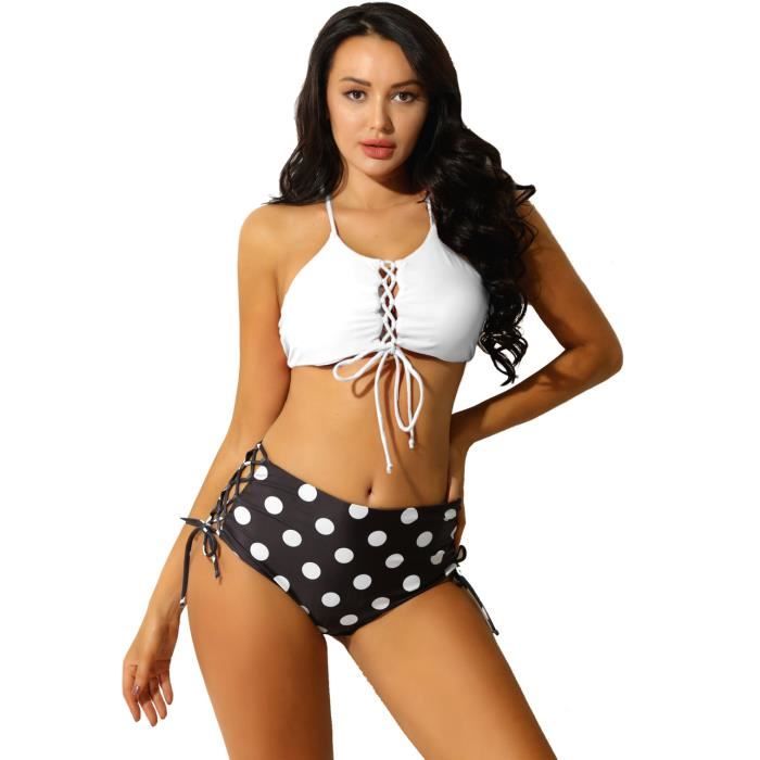 Yoojia Bikini Taille Haute Femme Sexy Push Up Maillot De Bain Deux