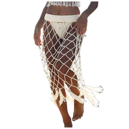 Femmes Maillot De Bain Bikini Maillots De Bain Plage Creux Perles Glands Robe De Maillot De Bain