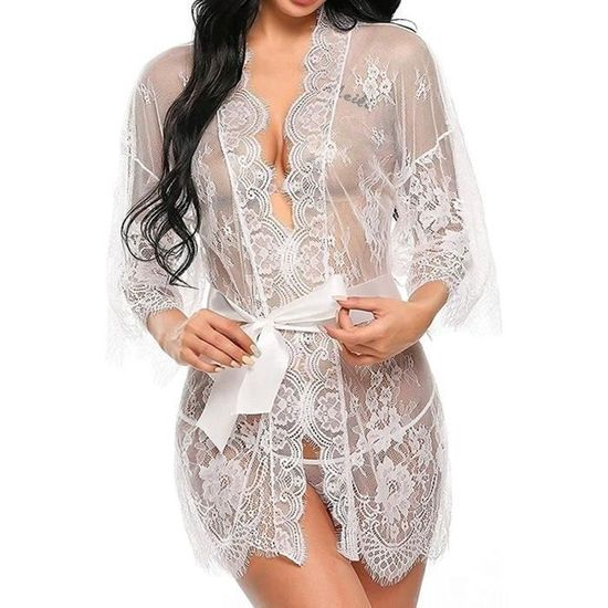 Femmes V Tements De Nuit Sexy Lingerie Dentelle Mis En Maille Nuisette