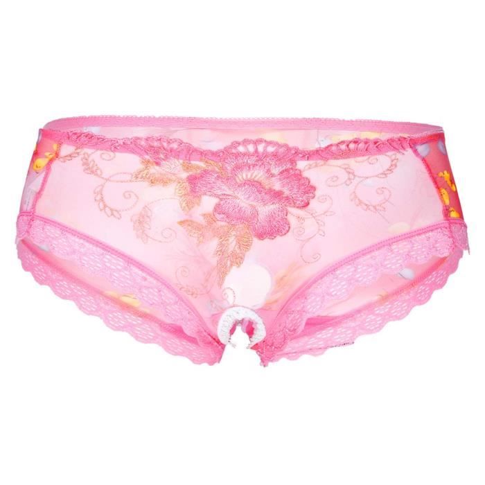 Yonghs Homme Sissy String Ouvert Entrejambe Sexy Slip Transparent Boxer Dentelle Culotte Gay