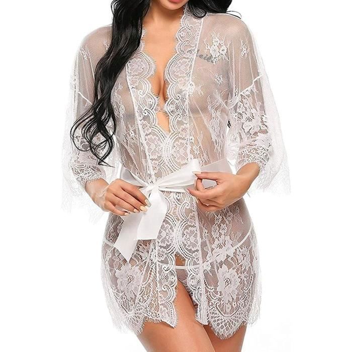 Femmes V Tements De Nuit Sexy Lingerie Dentelle Mis En Maille Nuisette
