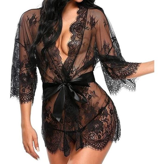 Femmes V Tements De Nuit Sexy Lingerie Dentelle Mis En Maille Nuisette