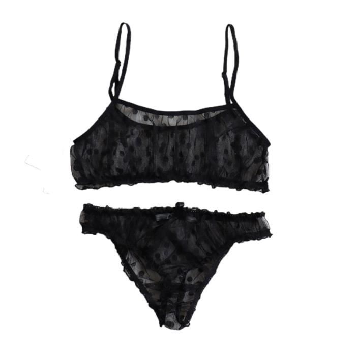 Brassi Re Ensemble De Lingerie Transparente Pour Femme Pi Ces Sexy Couleur Unie Pois Haut