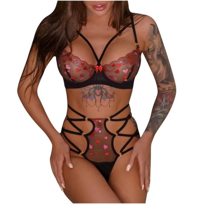 Femmes Lingerie Love Heart Corset Dentelle Intimates V Tements De Nuit