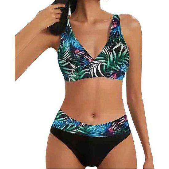 Femme Maillot de Bain Deux pièces Bikini Set Push Up Ensembles Taille Haute Rembourré Maillots