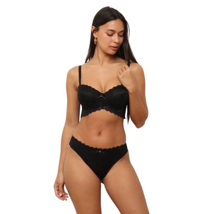 La Modeuse Ensembles lingerie Ensemble comprenant Soutien gorge corset en dentelle avec nœud
