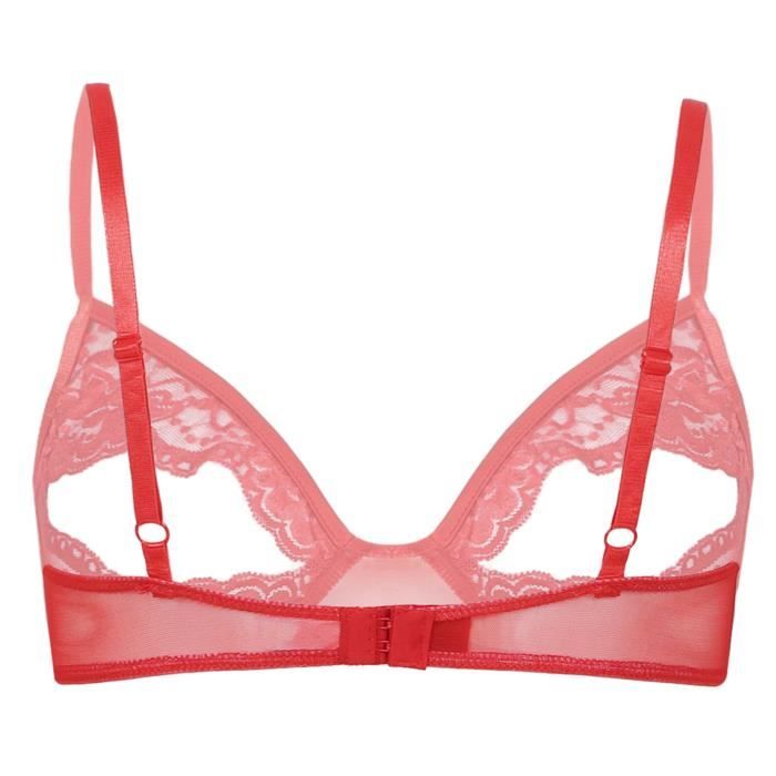 Iiniim Femme Soutien Gorge Dentelle Transparent Mamelon Ouvert Sexy Lingerie Rotique Sous