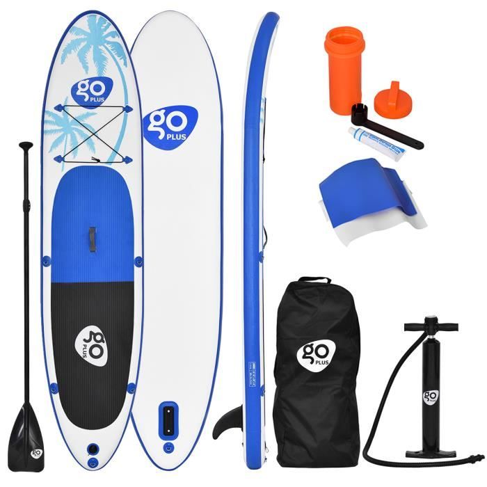 Stand Up Paddle Gonflable 330x76x15CM avec Accessoires Pagaie,Pompe Haute Pression Kit de Réparation,Leash, Aileron Amovible et Sac