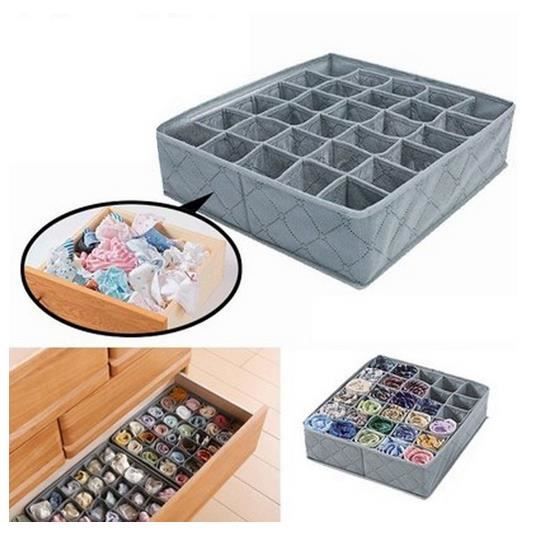 Sous-vêtements en charbon de bambou pliable chaussettes Boîte de rangement pour organisateur de tiroir 30 cellules