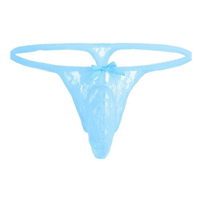 Yonghs Fr Micro String Sexy Homme Sissy Lingerie Dentelle Tanga Transparent Bikini Thong T Back