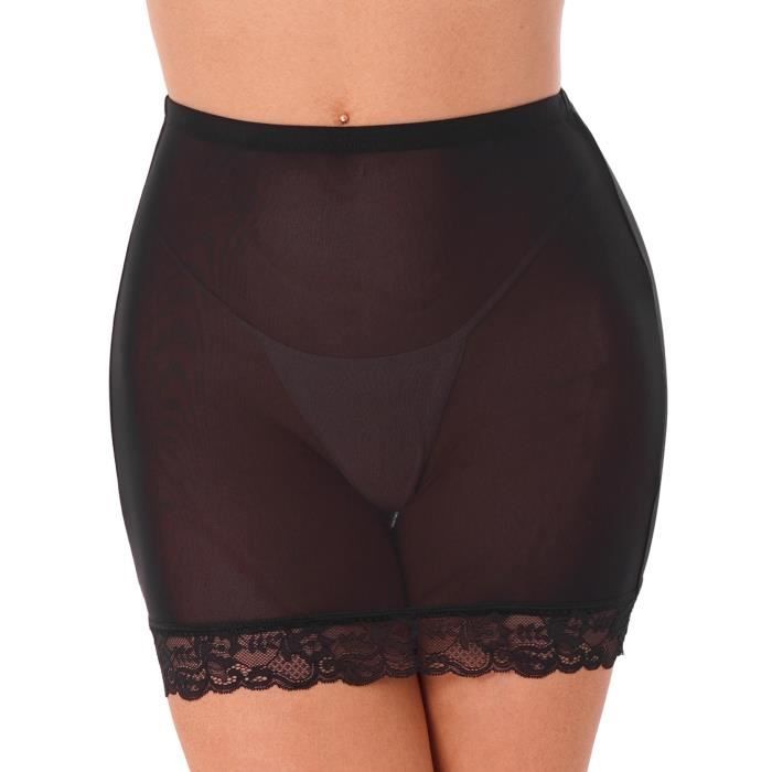 Yizyif Femme Mini Jupe Sexy Transparente Dentelle Lingerie Fond De Jupe Sous Robe S Xxl Noir