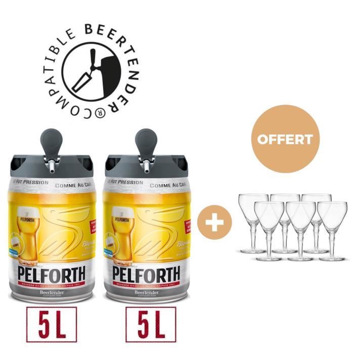 2x 5L 6 verres OFFERTS PELFORTH Fûts de bière Blonde 5 8 compatible Beertender La cave