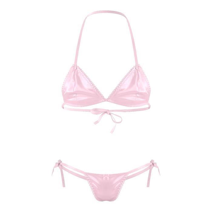 Iixpin Ensemble Lingerie Sissy Homme Sexy Bikini Dos Nu Sous V Tement