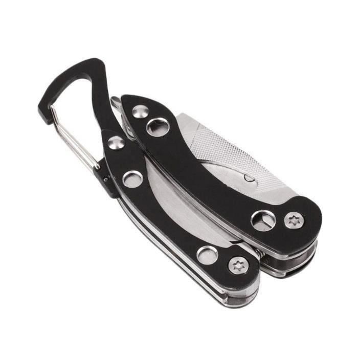 NOIR Multifonctionnel Couteau Pince Portable Mini EDC Outil Clé Chaîne Couteau Pliant Taille De La Poche camping Outil Antidérapant