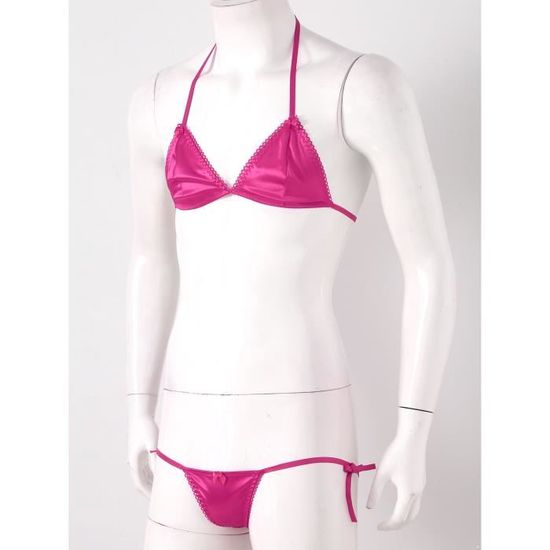 Iixpin Ensemble Lingerie Sissy Homme Sexy Bikini Dos Nu Sous V Tement