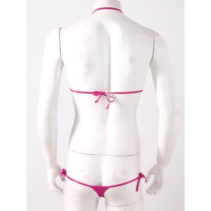 Iixpin Ensemble Lingerie Sissy Homme Sexy Bikini Dos Nu Sous vêtement