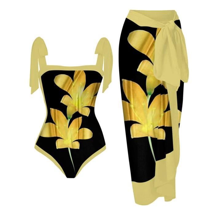 Maillot De Bain Pi Ce Jupe Maxi Maillot De Bain Bikini Nouer M Jaune Jaune Cdiscount Pr T