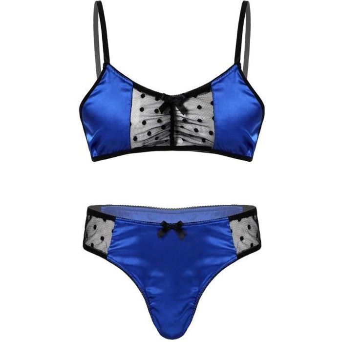 Iixpin Ensemble Lingerie Sissy Homme Sexy Dentelle Satin Sous vêtement