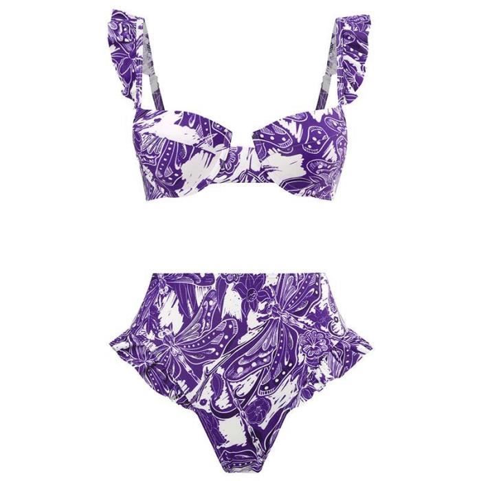 Maillot De Bain Femme Sexy Taille Haute Bikini Fendu Individuel