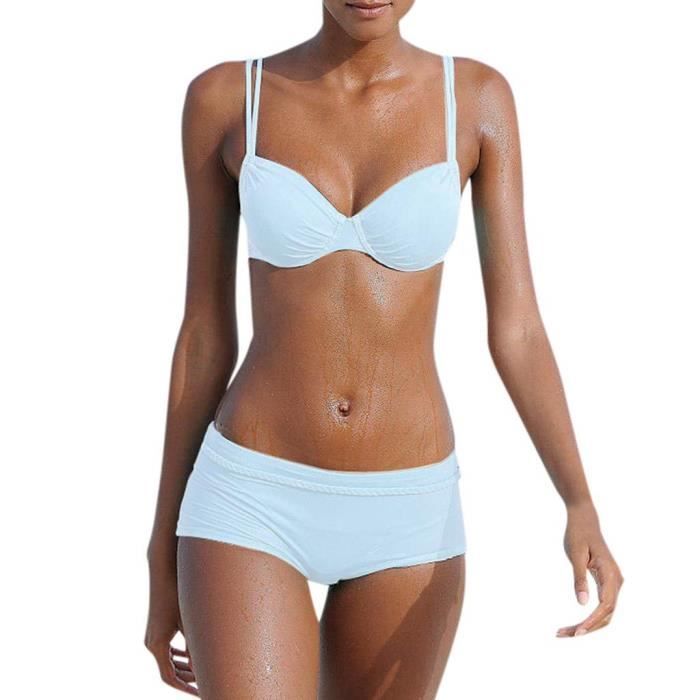 Minetom Femme Deux Pièces Brésilien Bikini Sexy Push Up Beachwear