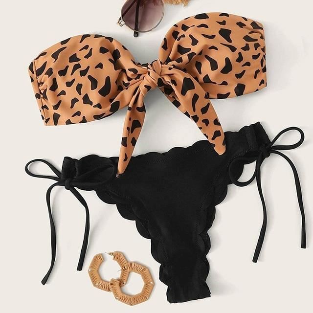 Maillot De Bain Sexy Festonn Marbre Imprimer Bikini Femme Maillot De