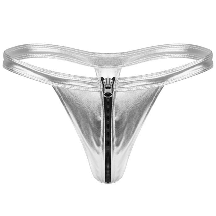 Freebily String Homme G String Brillant Sous Vêtement Lingerie de Nuit Sexy Coquine Bikini T