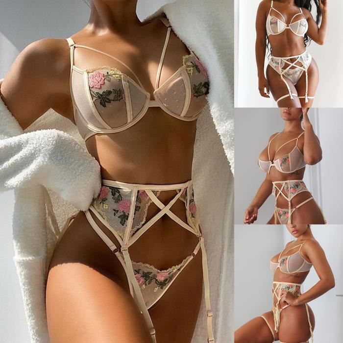 Dames Lingerie Sexy Uniforme Tentation Porte Jarretelles Trois Points