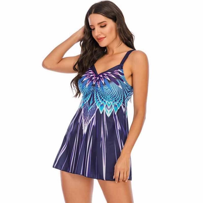 Maillot De Bain Robe Amincissant Cache Ventre Push Up Bikini Jupette