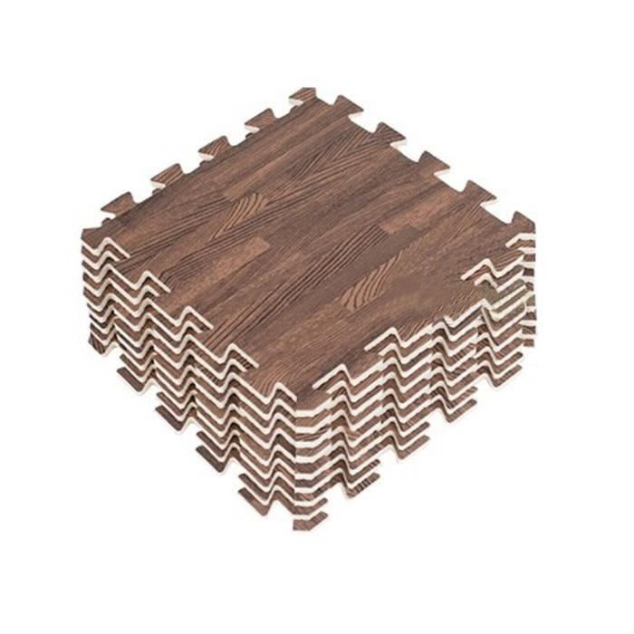 Doux Bois Interlocking Tiles mousse mousse EVA tapis de sol (9 carreaux, marron)